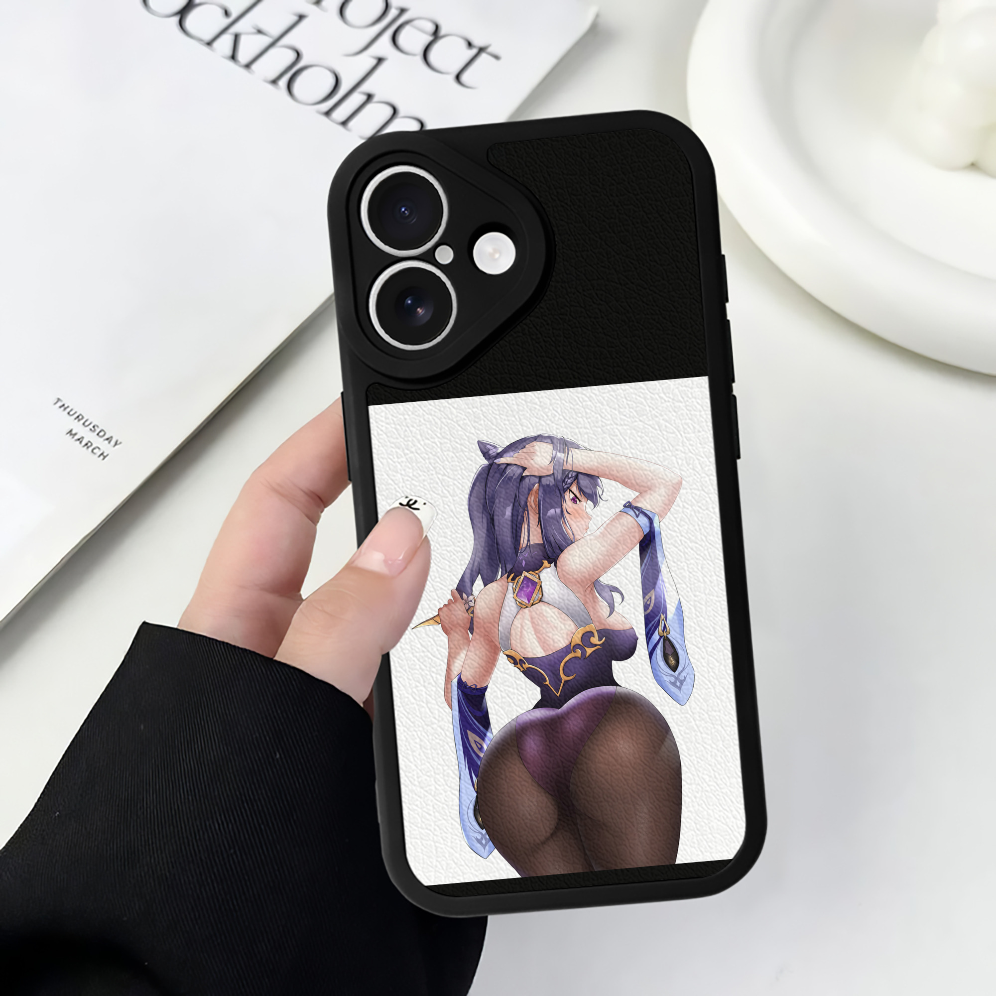 げんし神 刻晴 こくせい genshin Kokusei 【iPhone 16シリーズ対応】シリコンスマホケース（レザー調） 材質：シリコン